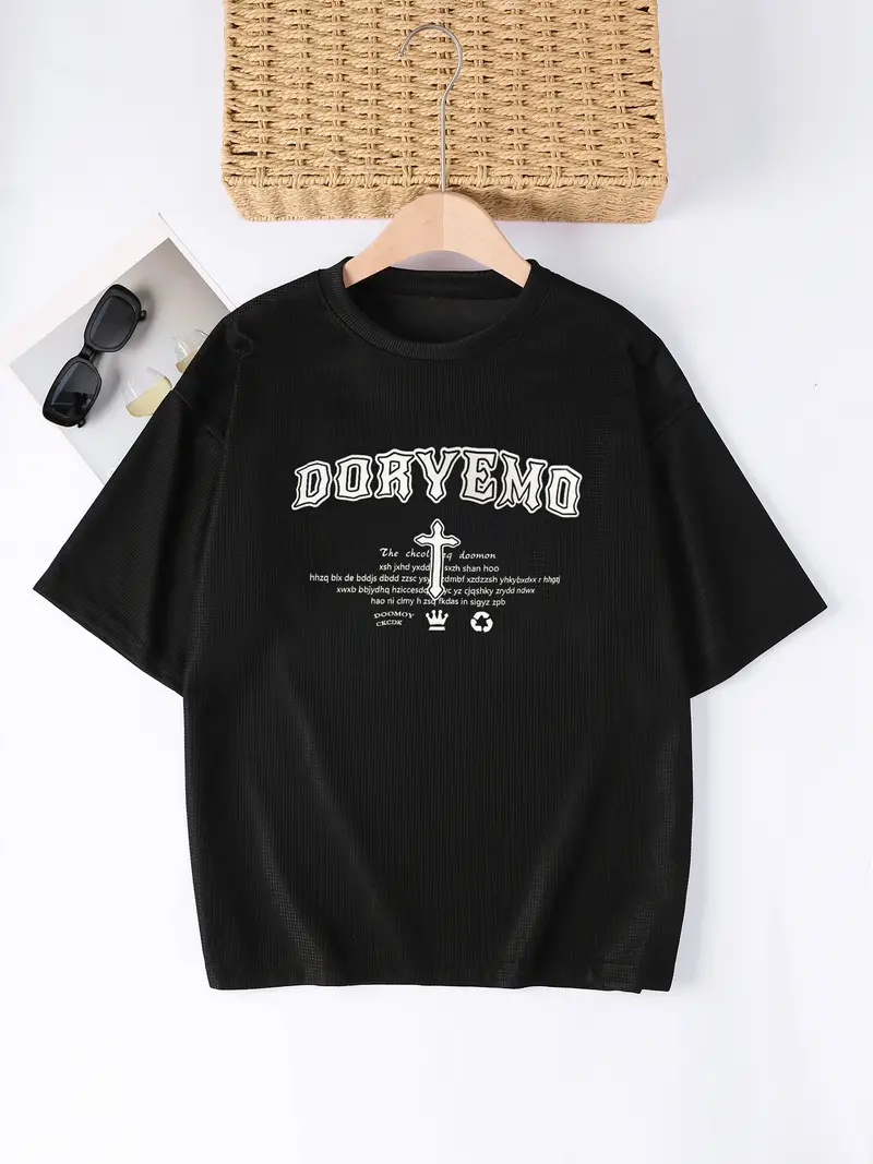 GM- Vintage - Fashion Brand - Hip Hop - Casual - High Street - Cross Pattern Easter Short Sleeve T-shirt