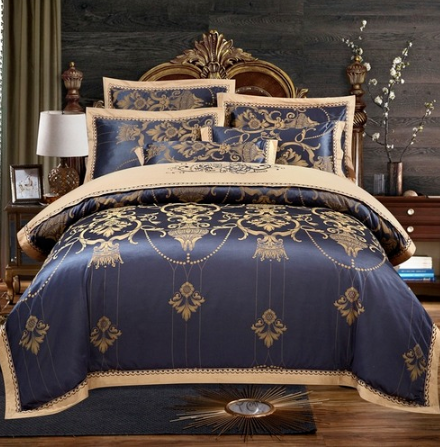 Cotton Flat/Bed Sheet Fitted Sheet Luxury Satin Jacquard Duvet Cover Bedding Set